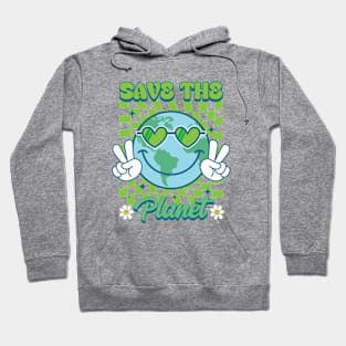 Save the Planet Hippie Smile Face Teacher's Earth Day Hoodie